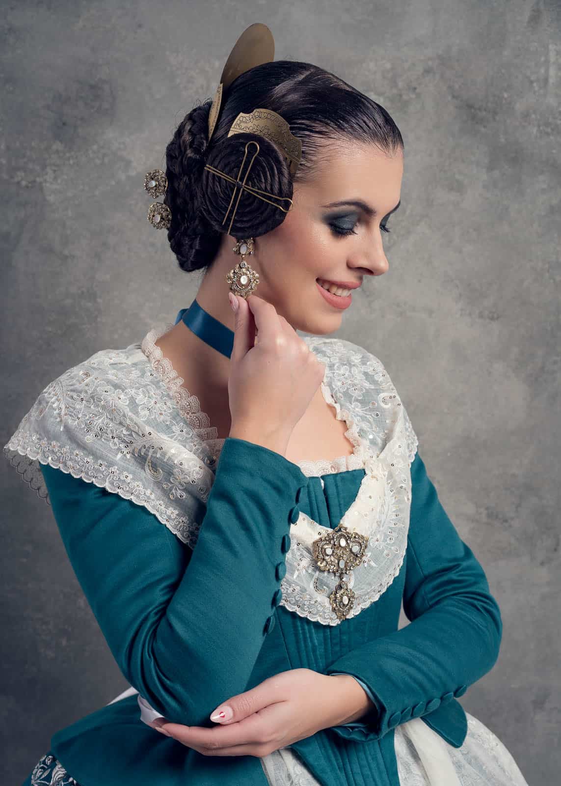 Vestido de fallera verde - fotógrafo candez